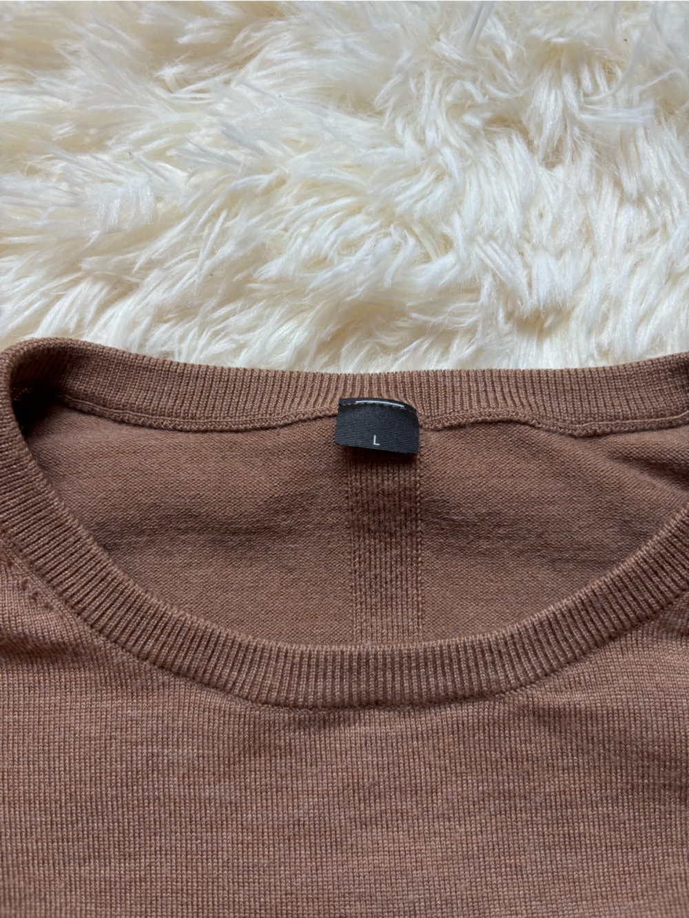 Lululemon Merino Wool Crewneck Sweater Brown Curved Hem Women’s Size Large - Picture 4 of 7